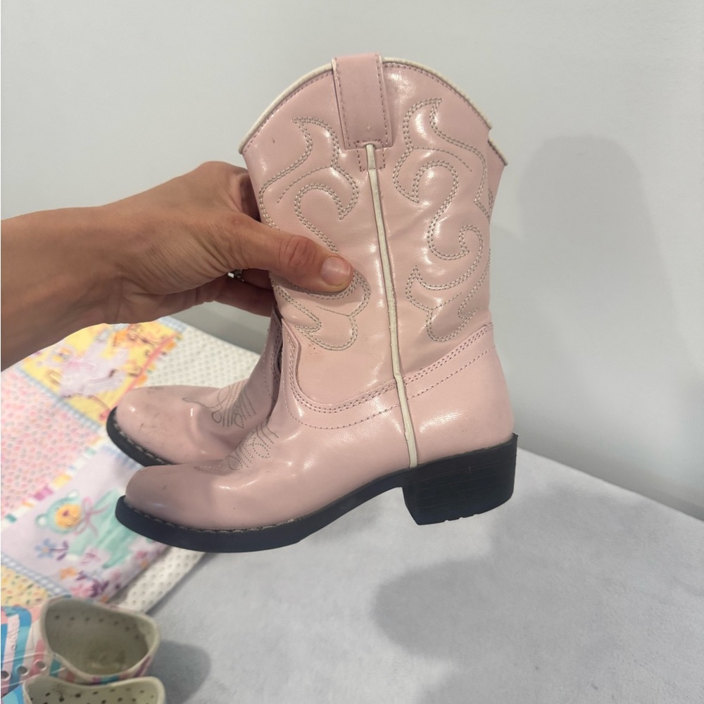 Dollhouse Pink Western Boots with Glossy Finish